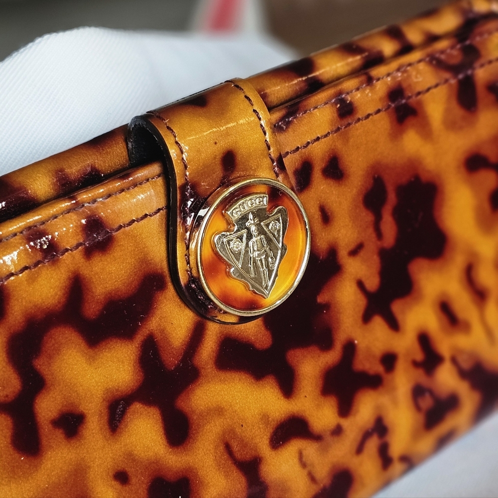 RARE Gucci Hysteria Tortoiseshell Patent Leather Bifold Wallet - Picture 3 of 14